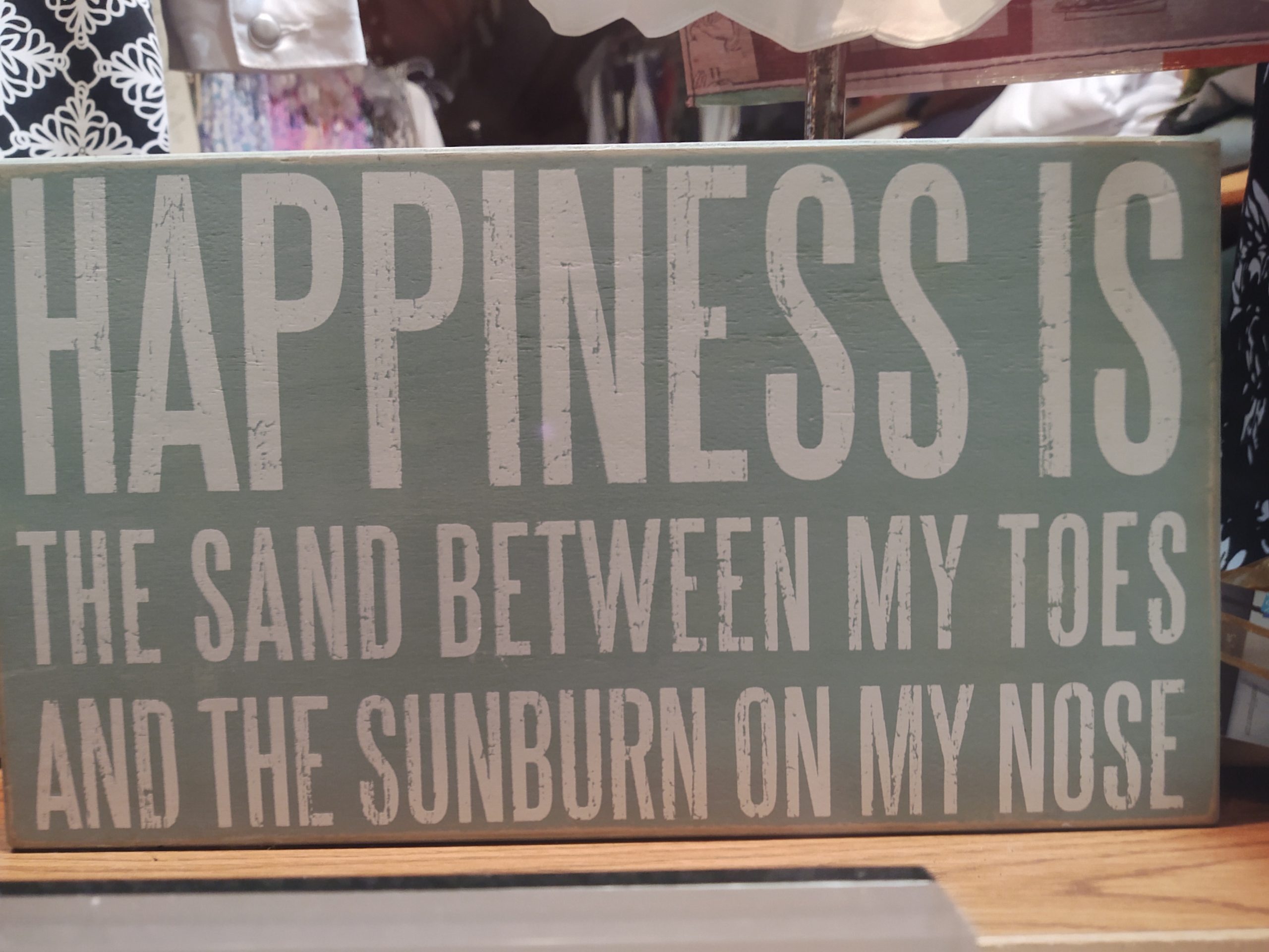 Happiness is the sand between my toes and the sunburn on my nose